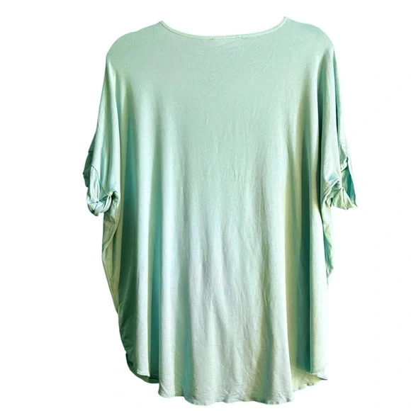 Zenana Outfitters Light Green Cuffed Sleeve Wrap Blouse - Picture 3 of 6